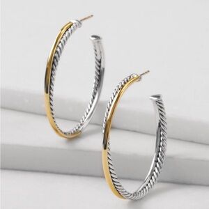 David Yurman - Elegant Two-Tone Hoop Earrings
